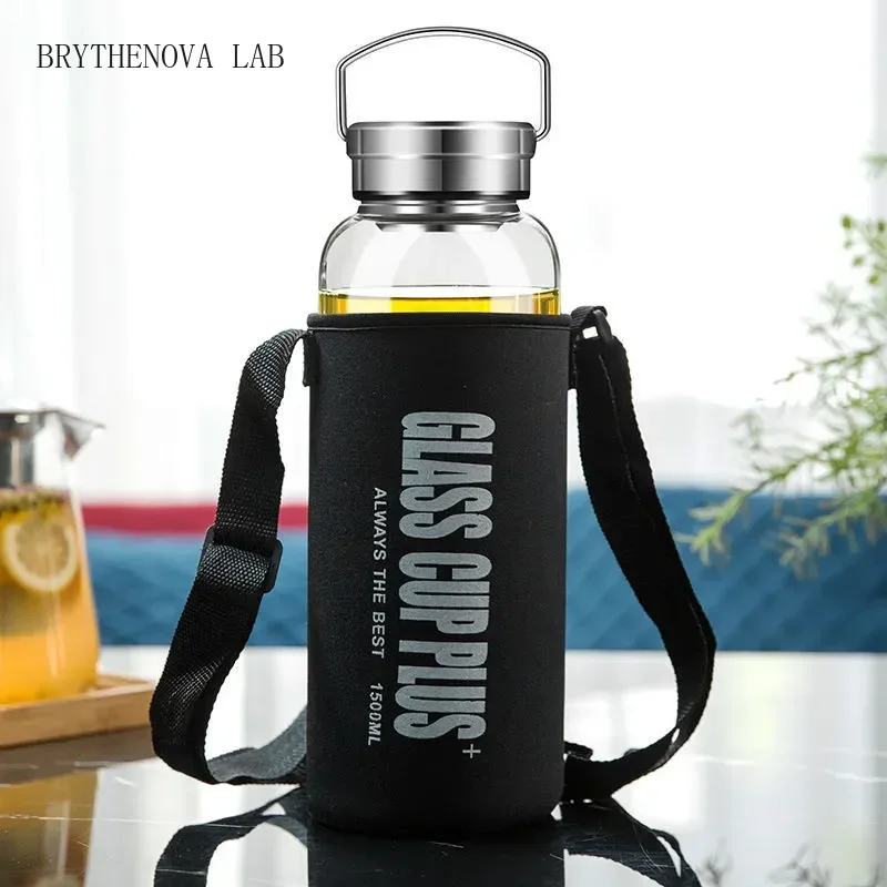 2Lガラス製水筒（ストラップ付き）、スポーツウォーターボトル - Outdoor Sport Glass Water Bottle のレビューと価格